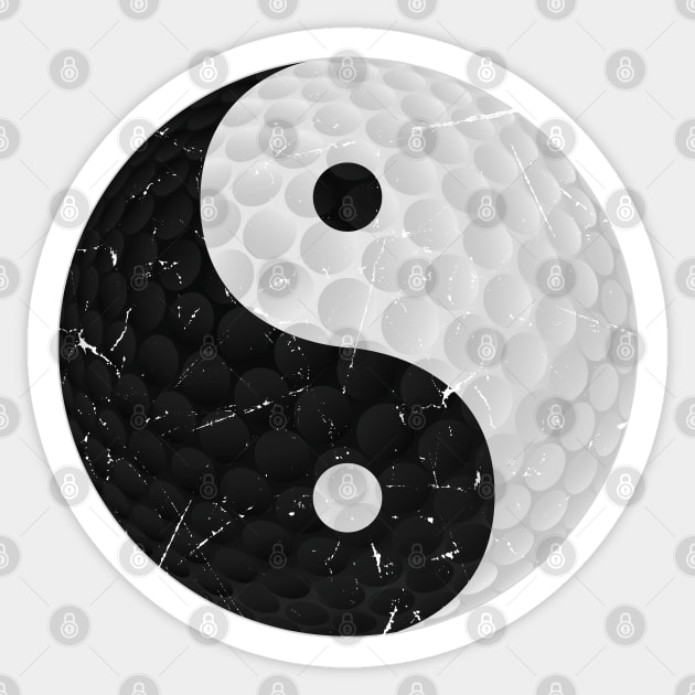 Distressed Yin and Yang Golf Ball as a funny golf gift for men and women Sticker by Soul Searchlight